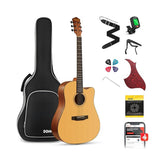 Guitarra acústica cutaway Donner DAD-140C EC1250 natural con kit — vista 1