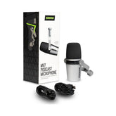 Micrófono dinámico Shure MV7-S MOTIV plateado con USB y XLR — vista 1