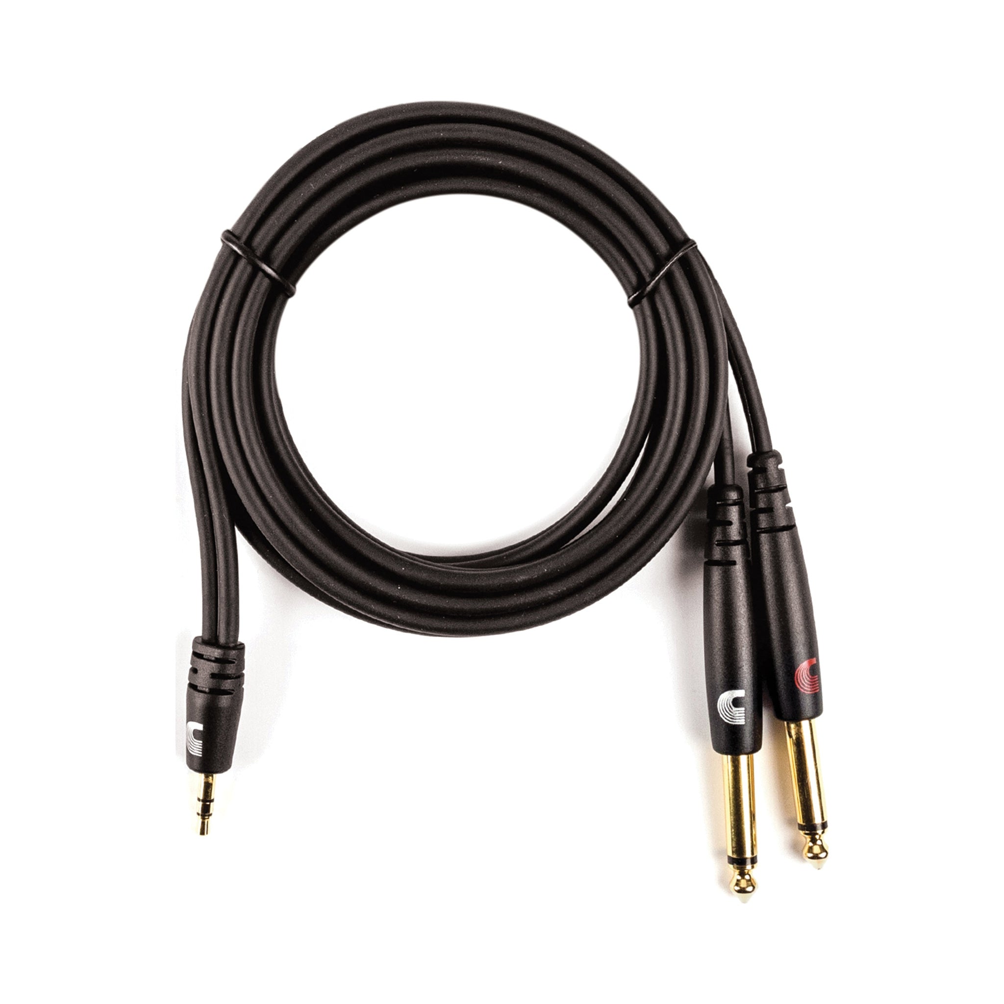 Cable de audio D’Addario PW-MPTS-06 de 3,5 mm TRS a dos plugs de 6,35 mm de 1,8 m — vista 1