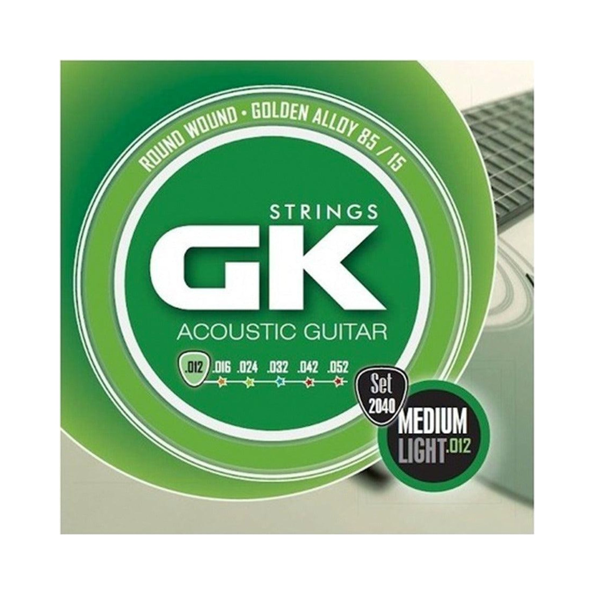 Encordado para guitarra acústica Medina GK Folk 2040 de calibre 12–52 — imagen real del producto