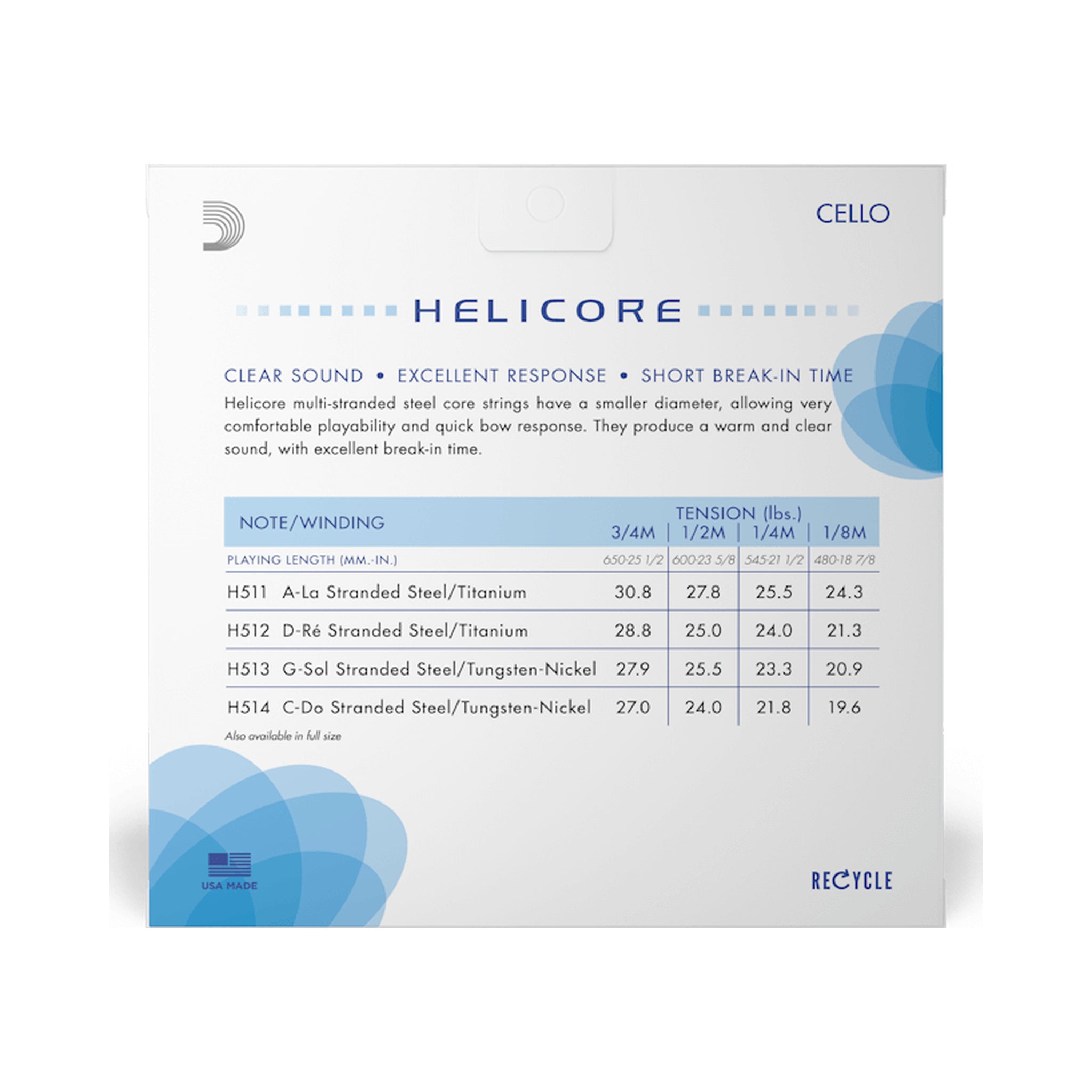 Encordado para violonchelo D’Addario Helicore H510 3/4 de tensión media — vista 2