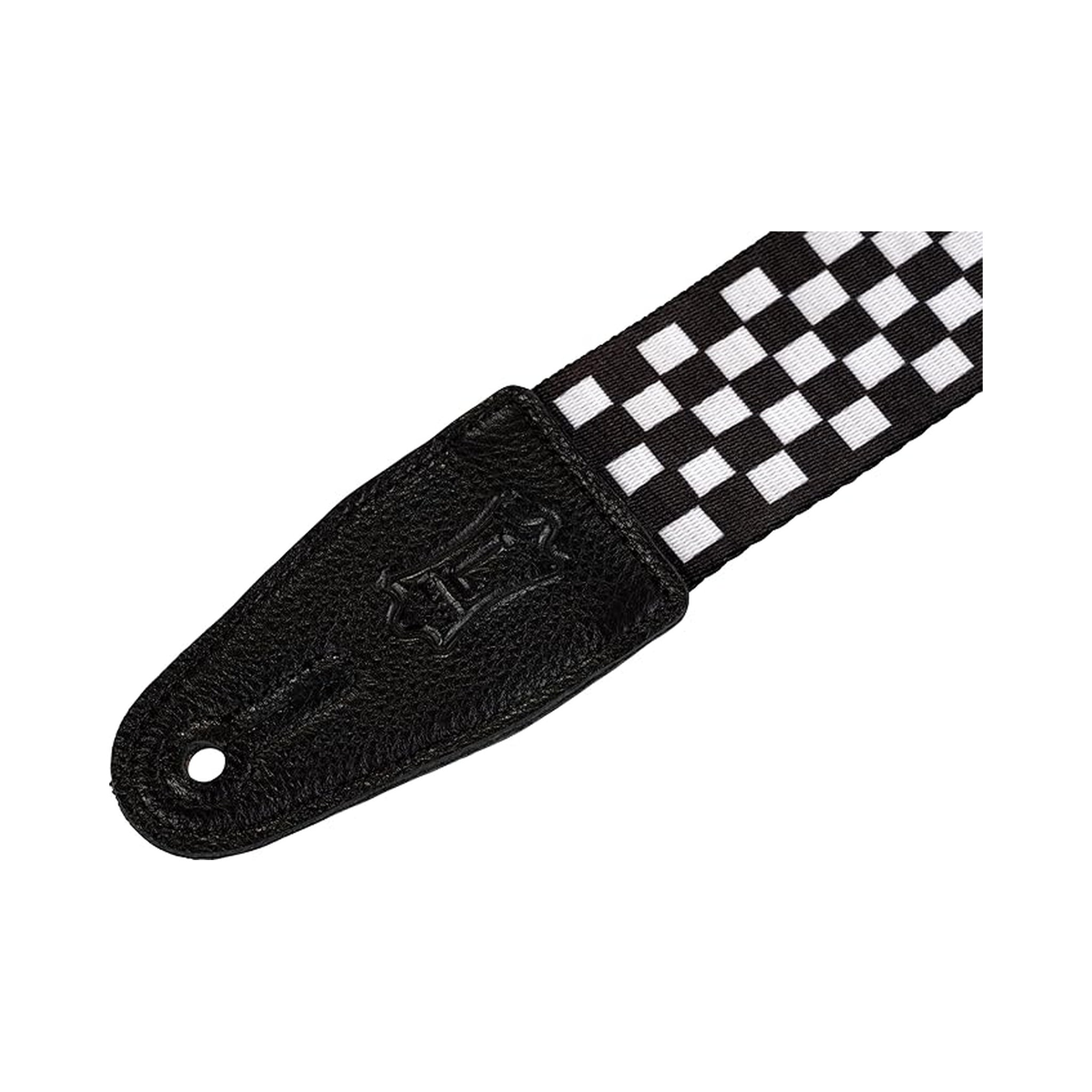 Correa para guitarra Levy’s MP-28 con diseño cuadriculado blanco y negro — vista 2