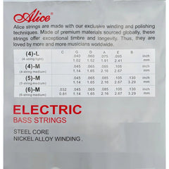Cuerdas Bajo Eléctrico 6 Cuerdas Alice A606-6m 32-130