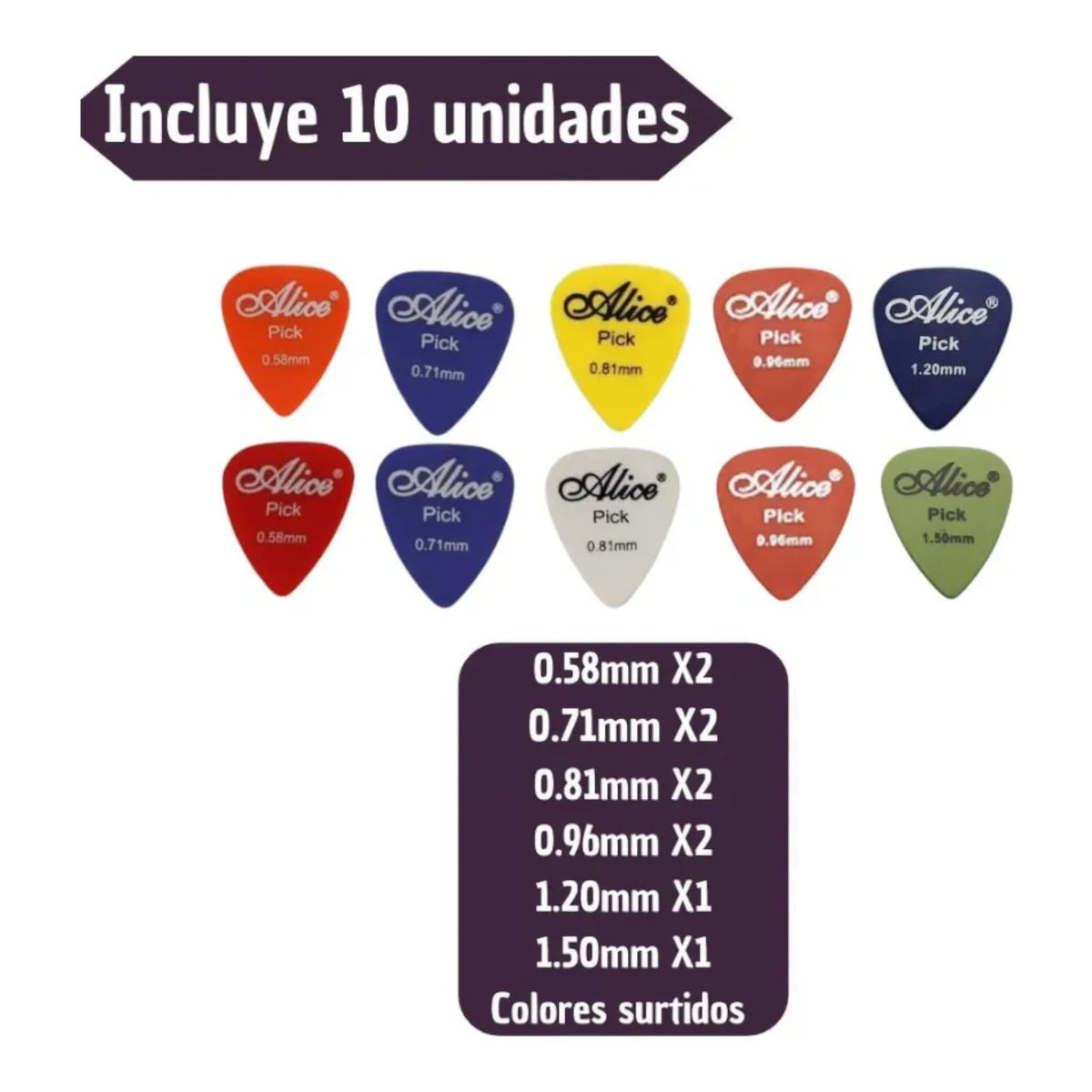 Picks - Pajuela - Pua Alice Ap-100 Guitarra 10 Unidades