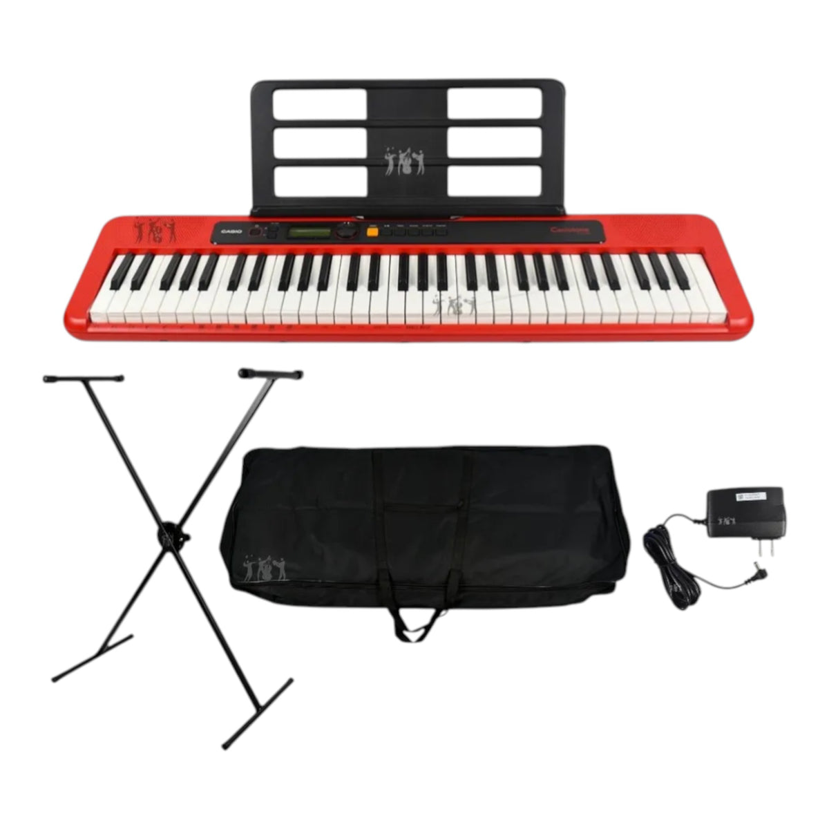 Teclado Casio Ct-s200 Rd + Base + Estuche Lona + Adaptador 110/220v