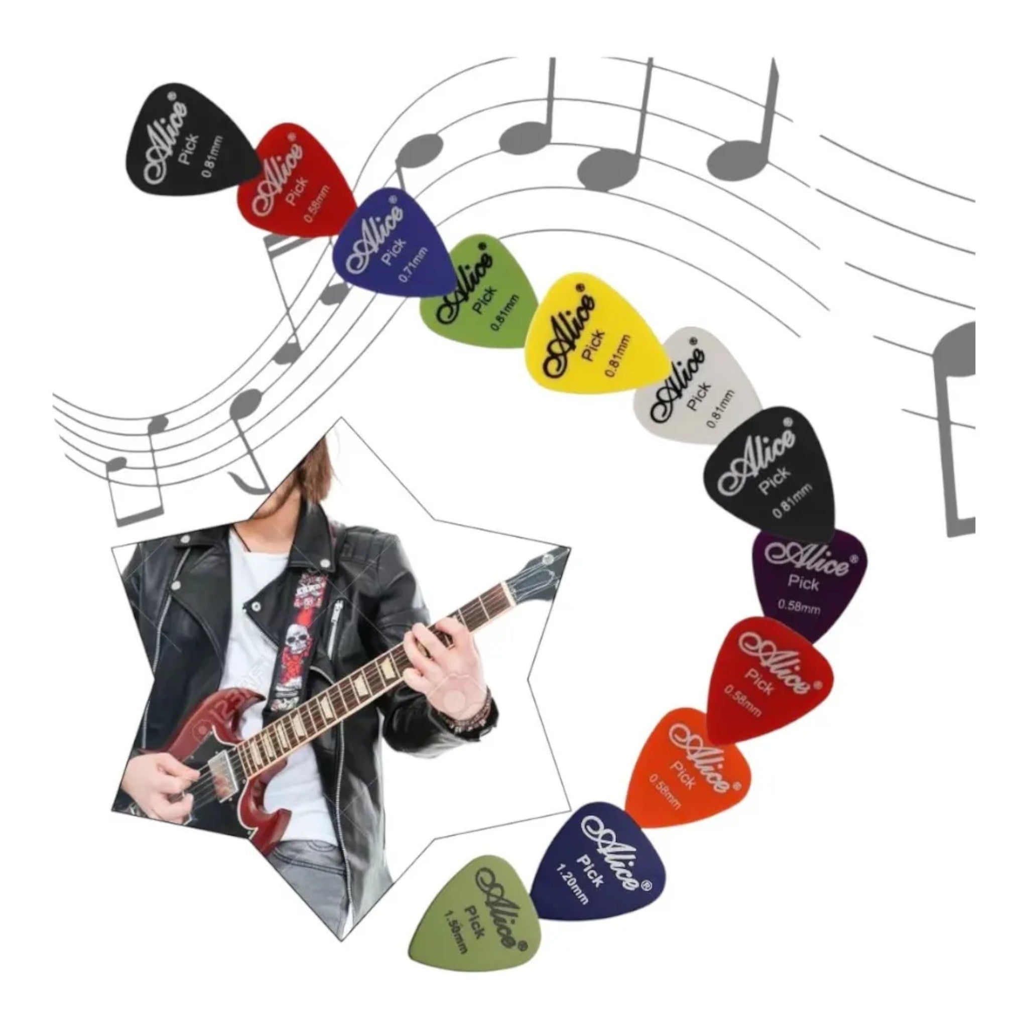 Picks - Pajuela - Pua Alice Ap-100 Guitarra 10 Unidades