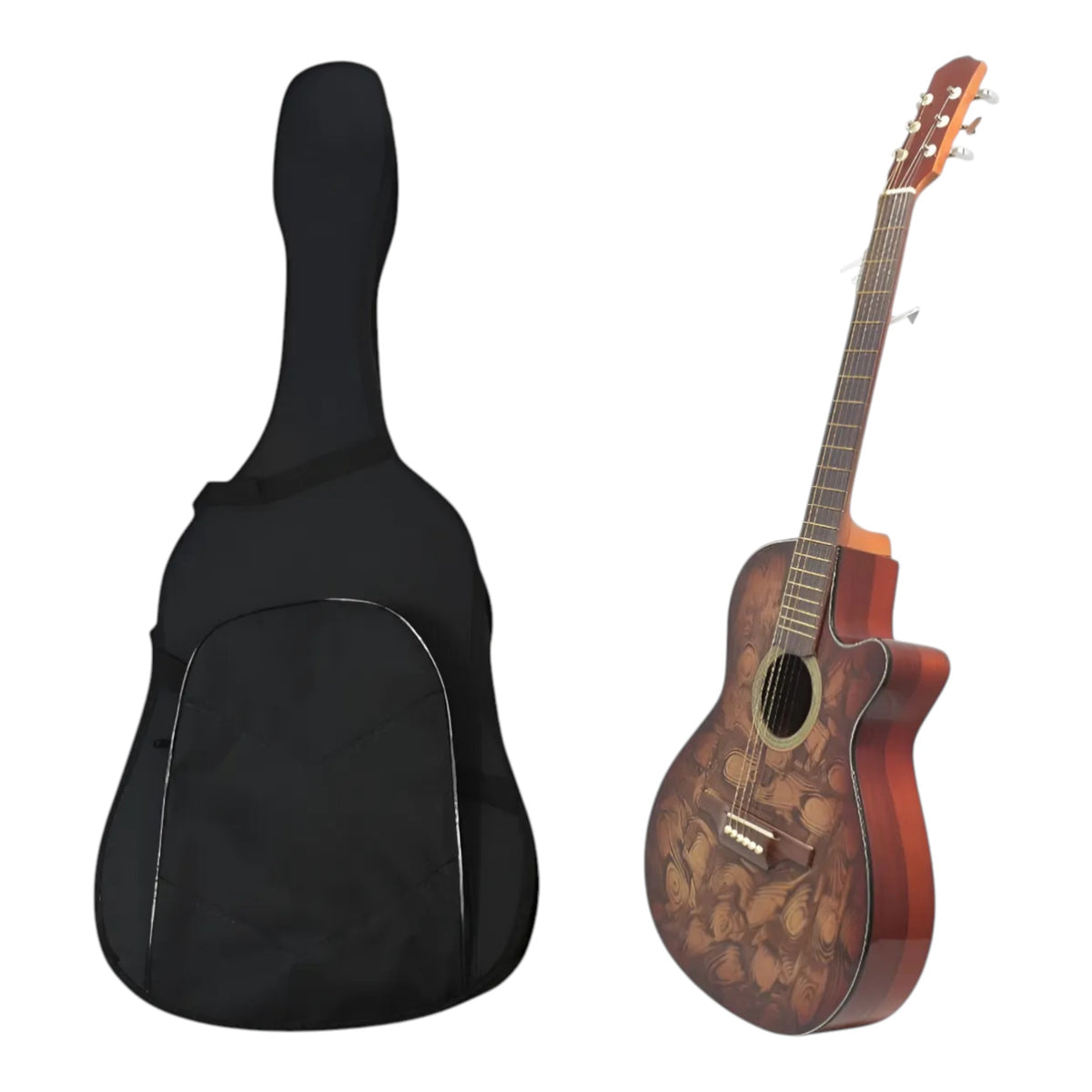 Guitarra Electroacustica Cuerdas Metalica Con Diseño + Estuche