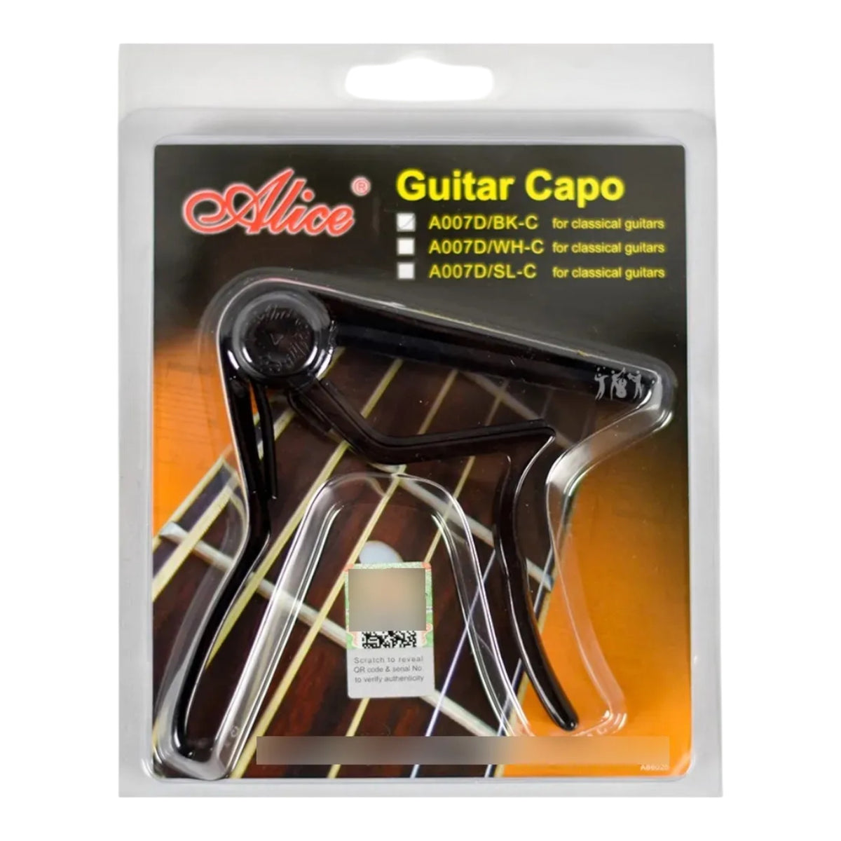 Capo Capotraste Cejilla Guitarra Alice A007d/bk-c Pinza