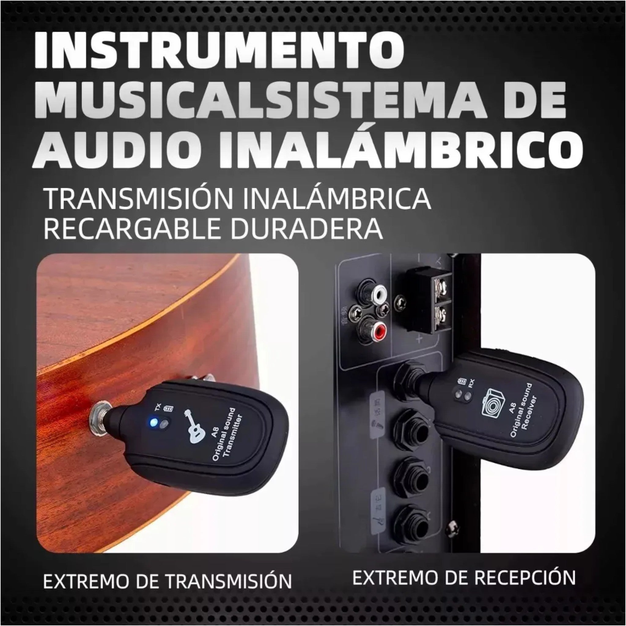 Sistema Transmisor Y Receptor Inalambrico Guitarra Bajo A8