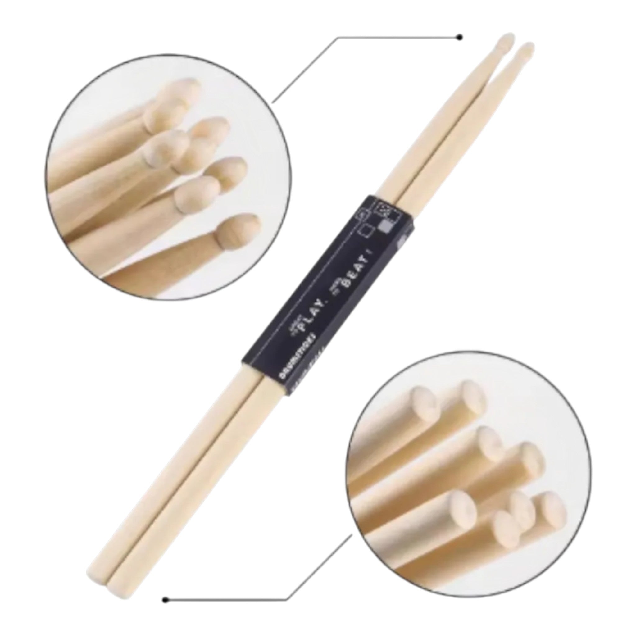 Baquetas Punta Madera 5a Par Play Jinbao Bateria Redoblante