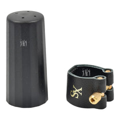 Abrazadera Para Boquilla Saxo Soprano En Cuero + Tapaboquilla