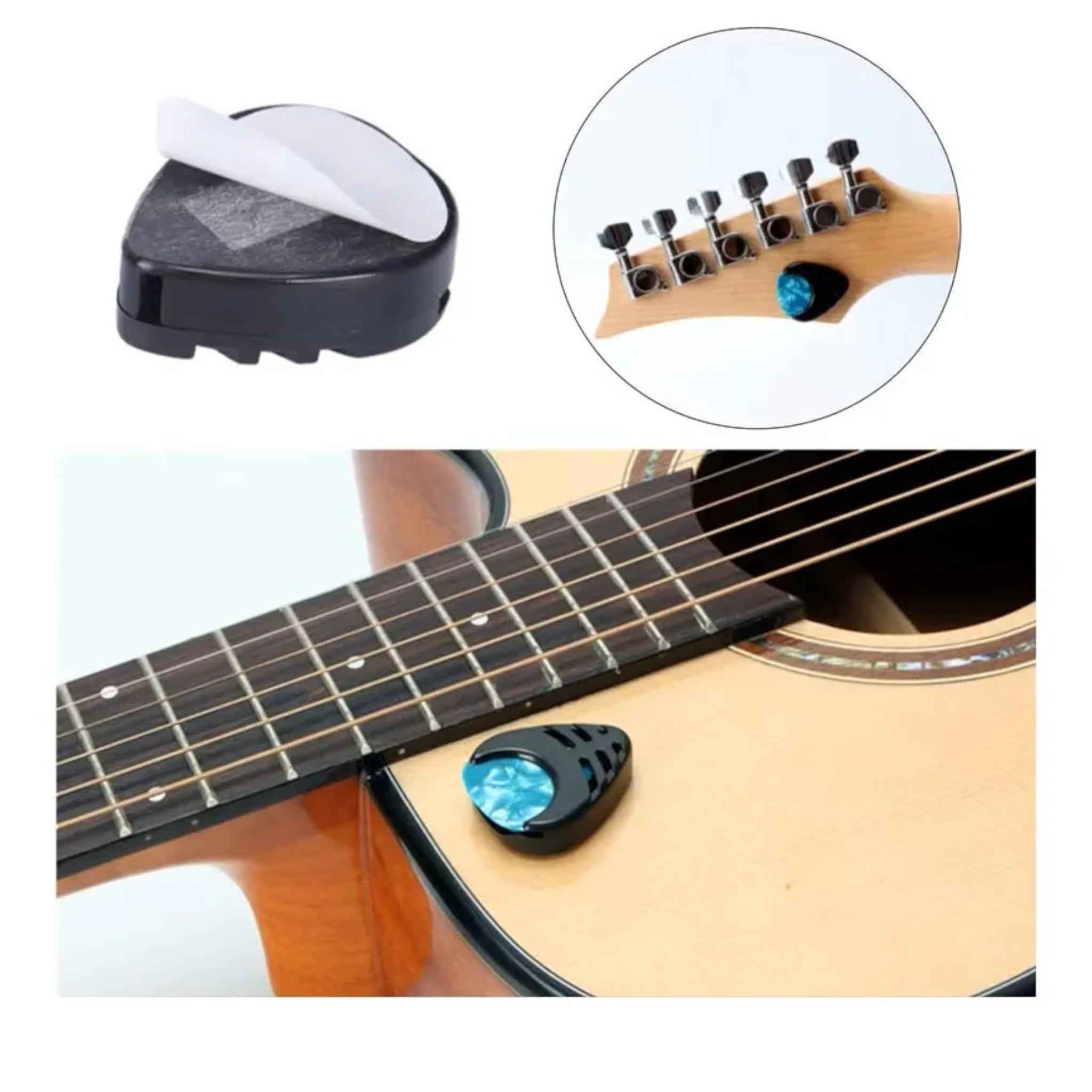 Porta Pajuelas Picks En Adhesivo Para Guitarra + 5 Púas