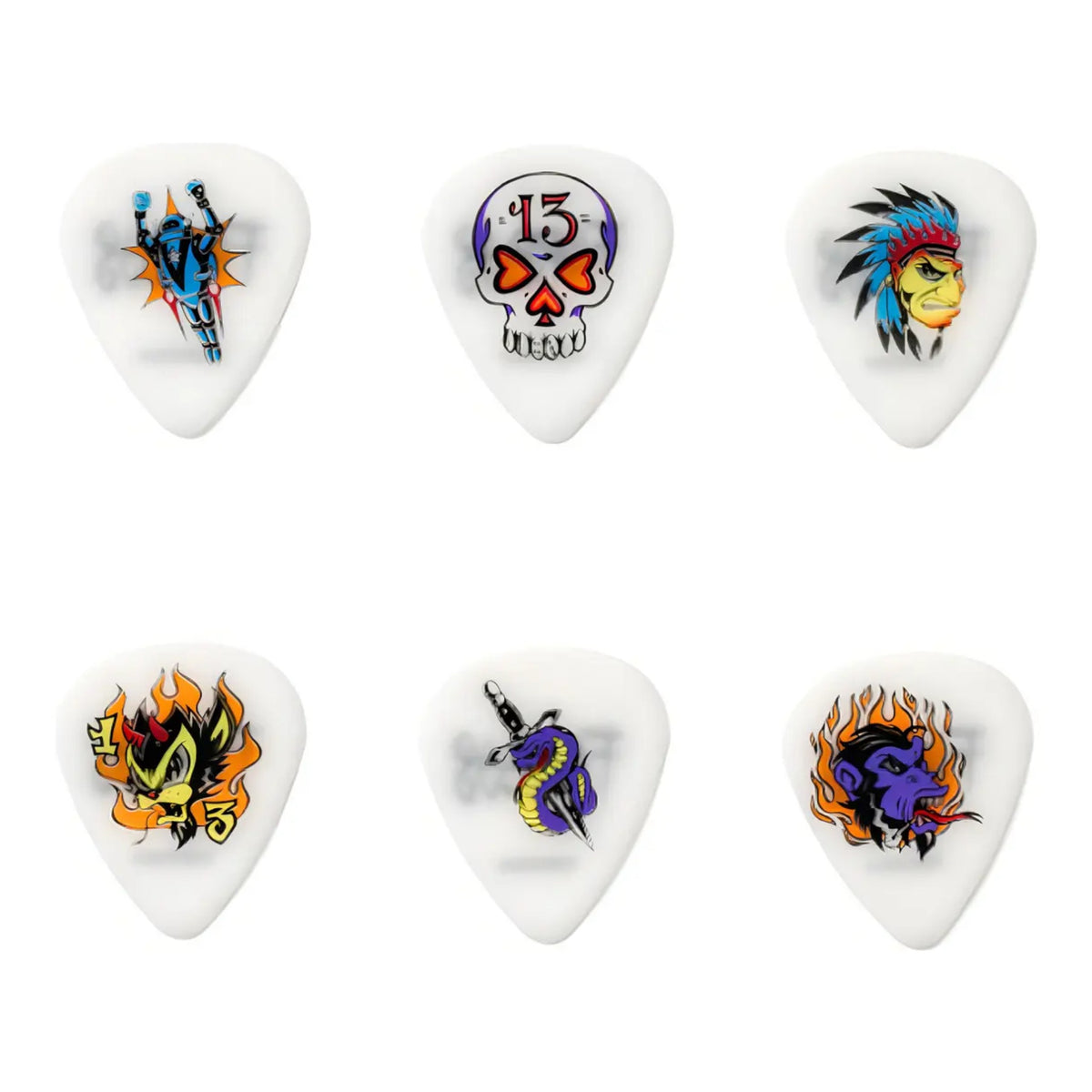 Pack Púas Dunlop Celuloide Con 6 Unidades Para Guitarra Y Bajo Blanco