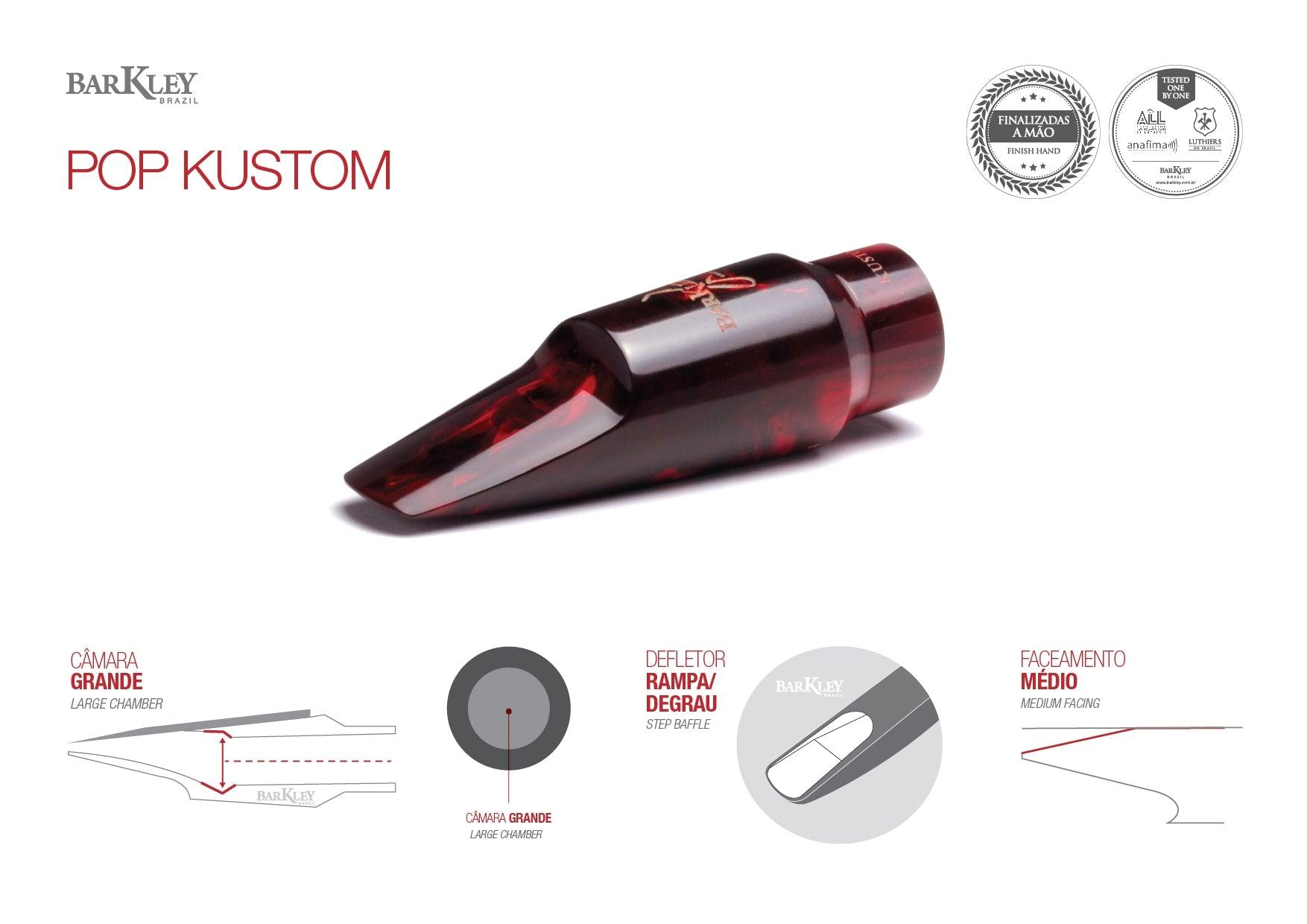Boquilla para saxofón tenor Barkley Pop Kustom 8 roja y negra, vista 2