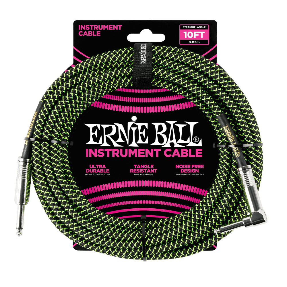 Cable 6077 Negro/verde Ernie Ball 10ft
