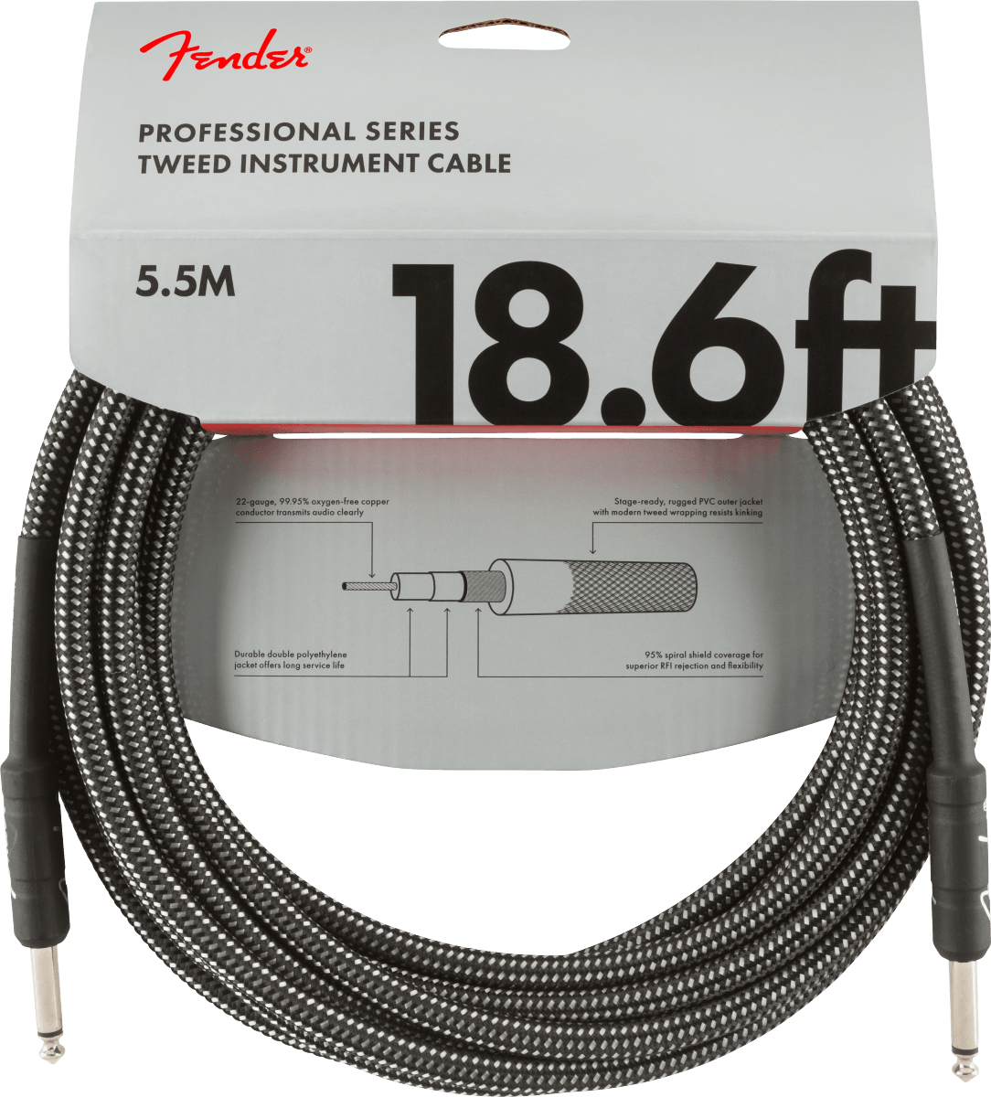 Cable Fender Twed 18.6ft 5.5m Negro 0990820068