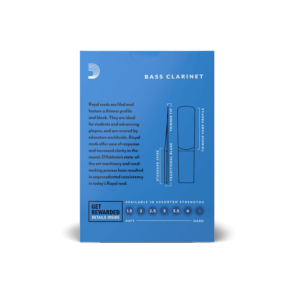 Caña Rico Royal Clarinete Bajo Reb1030 N 3 X Unidad
