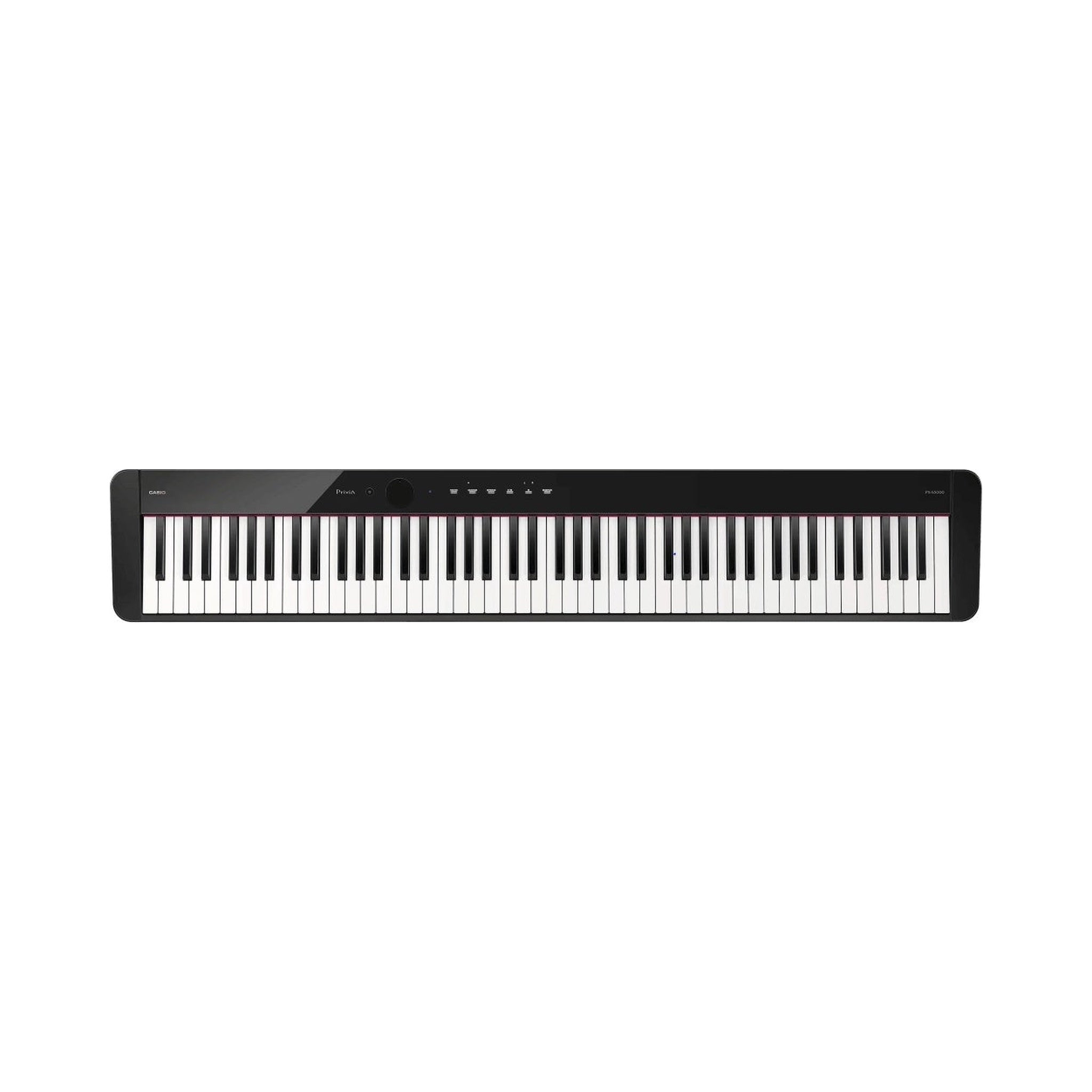 Piano digital de 88 teclas Casio Privia PX-S5000BK negro — vista completa sobre fondo blanco