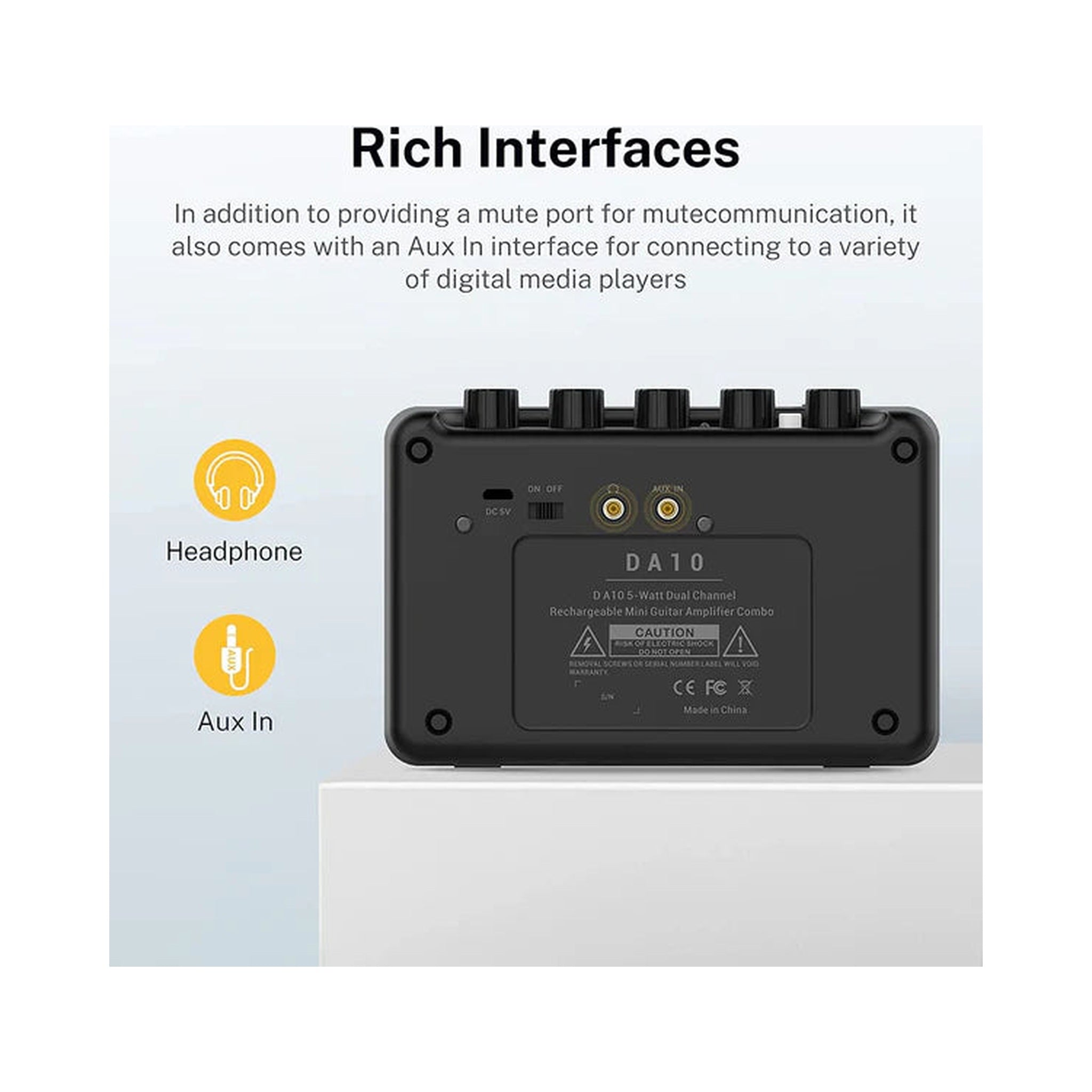 Amplificador portátil para guitarra Donner DA-10 EC1703 de 5 W máximos — vista 3