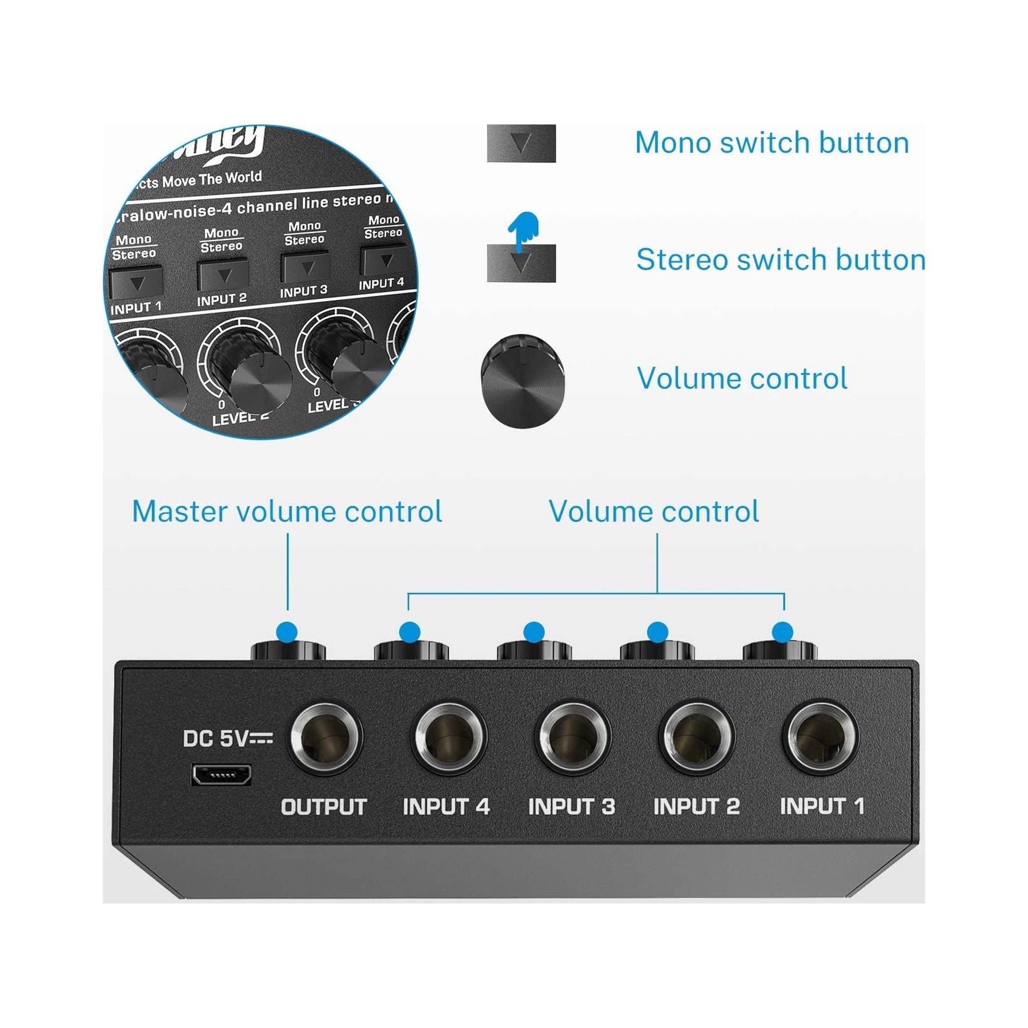 Mezclador de audio de 4 canales Moukey MK0105 — vista 4