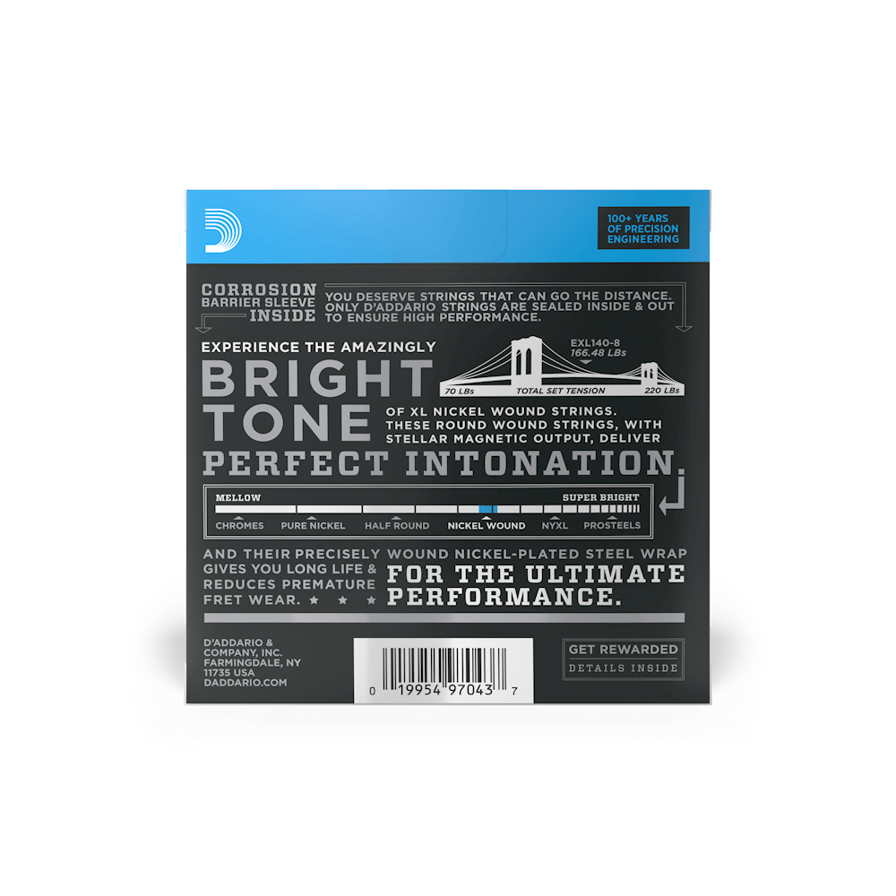 Encordado D Addario Guitarra Electrica Exl140 8 Cuerdas 10 74