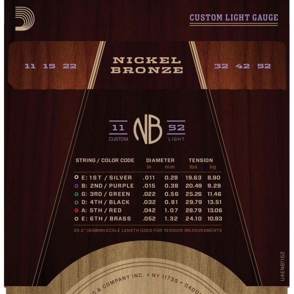 Encordado D Addario Guitarra Acustica Nb 11 52