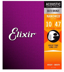 Encordado Elixir Nanoweb Guitarra Acustica 12 Cuerdas 11152 Light 10 47