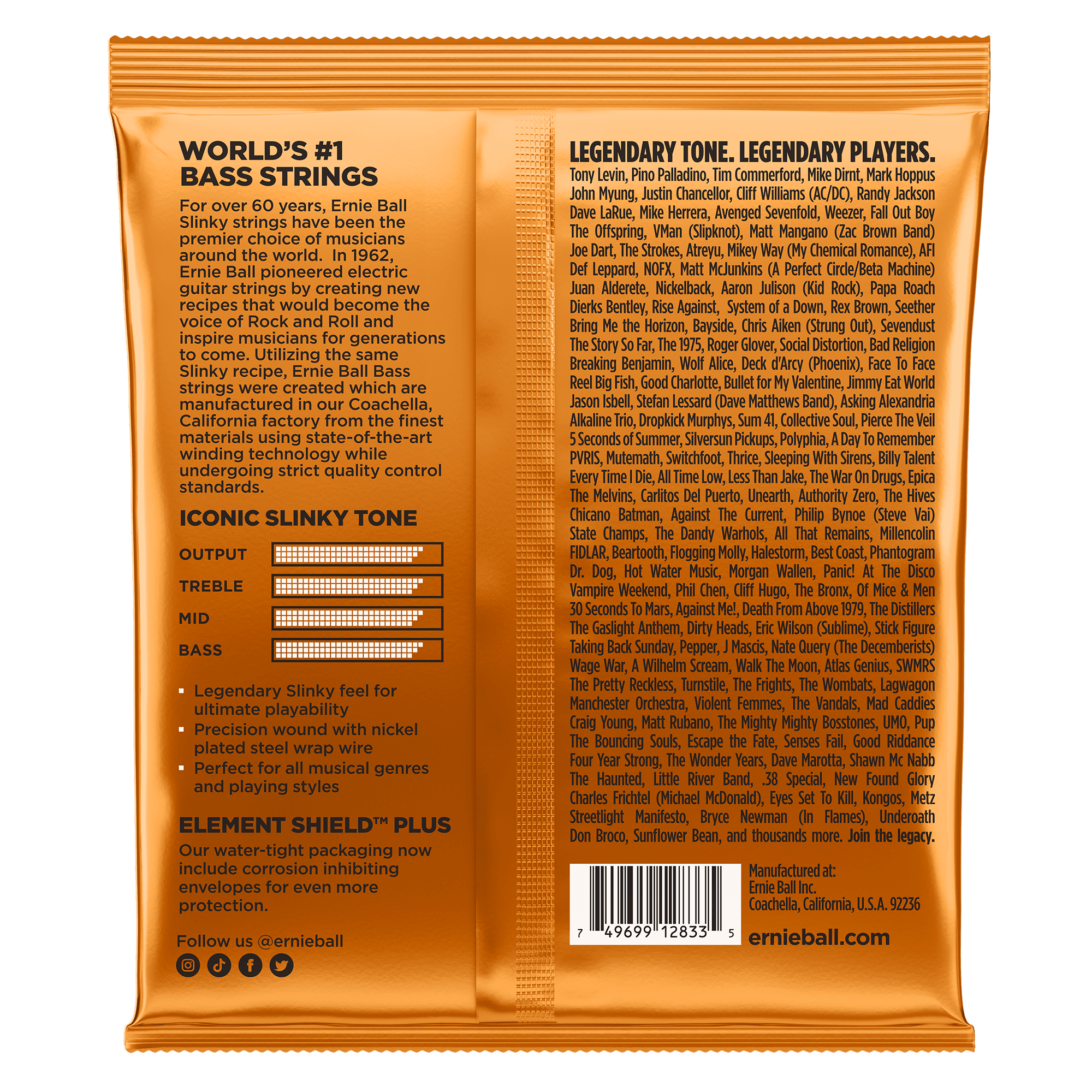 Encordado Ernie Ball Bajo Electrico 2833 45-105