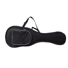 Estuche semiduro negro para ukelele concierto sin logo, vista frontal horizontal