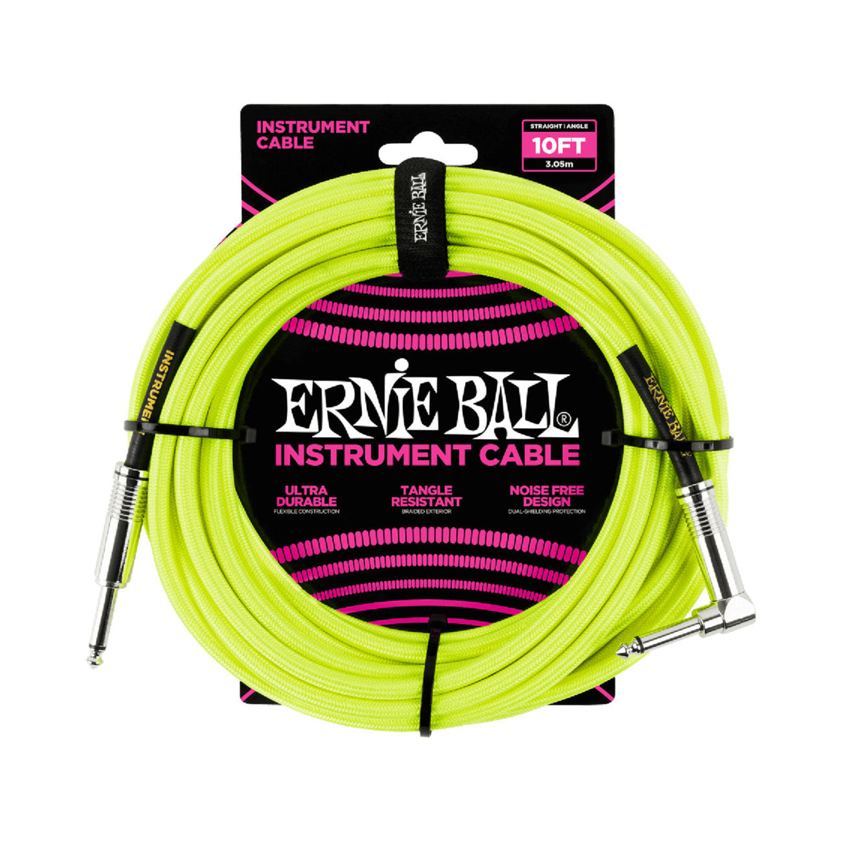 Cable Ernie Ball P06080 de 10 pies amarillo neón