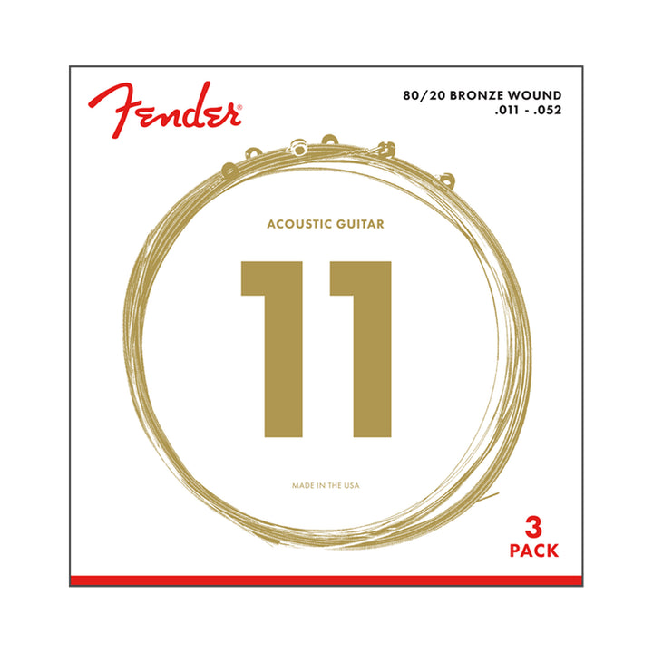 Paquete de encordados para guitarra acústica Fender 70CL AuriSonic 80/20 Bronze 11–52 con tres juegos