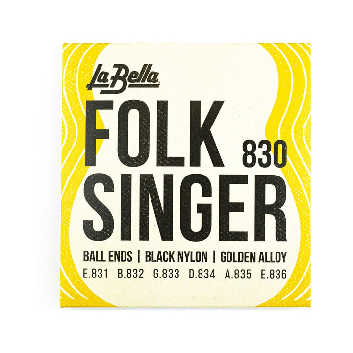 Encordado La Bella Folk Singer 830 de nylon negro con extremo de bola