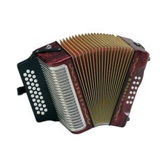 Acordeón diatónico Hohner A5703 Corona III La-Re-Sol rojo — imagen real del producto