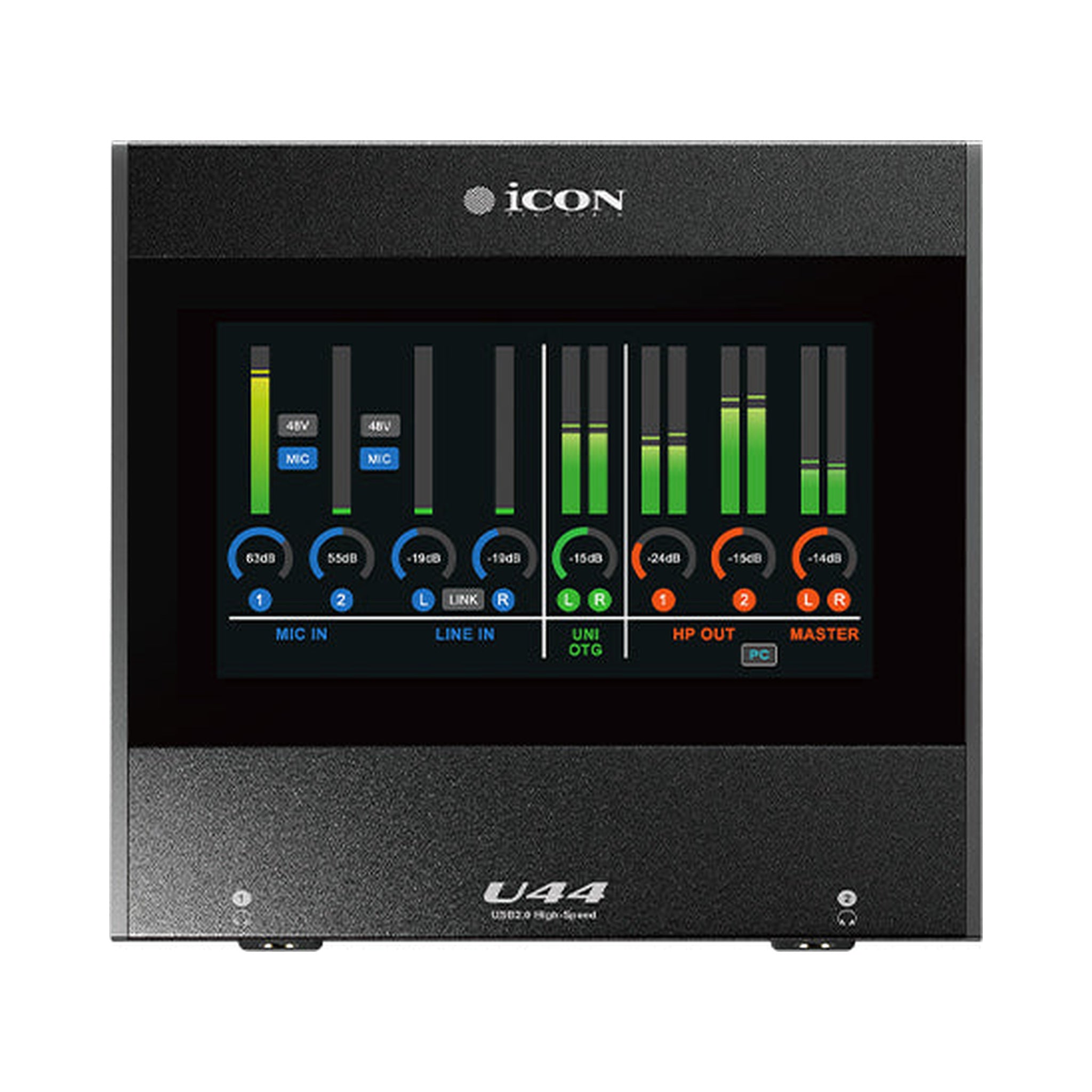 Interfaz de audio iCON Pro Audio U44 con enrutamiento por software — vista 1