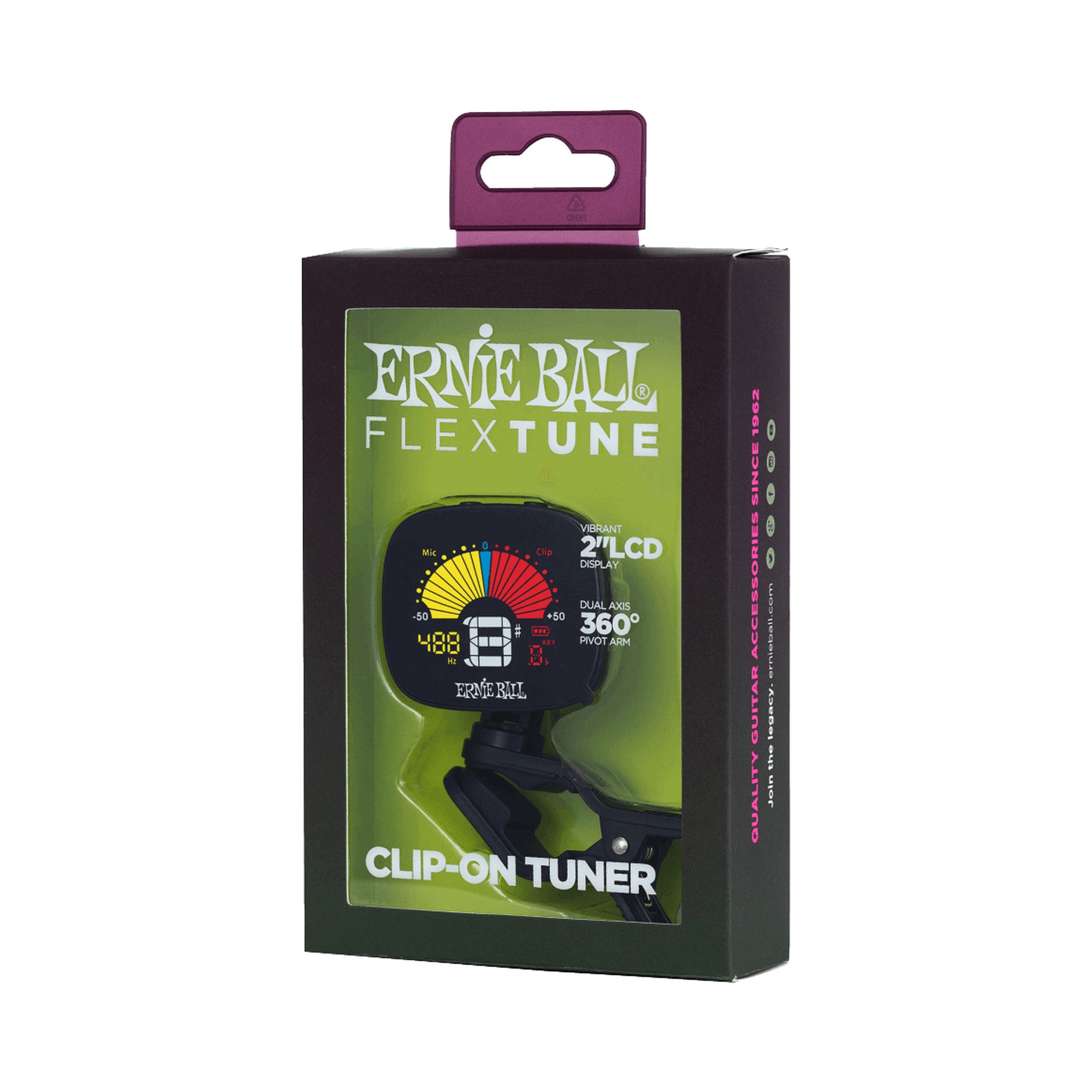 Afinador cromático Ernie Ball FlexTune P04112 de pinza con pantalla LCD — vista 2