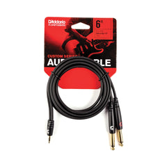 Cable de audio D’Addario PW-MPTS-06 de 3,5 mm TRS a dos plugs de 6,35 mm de 1,8 m — vista 2