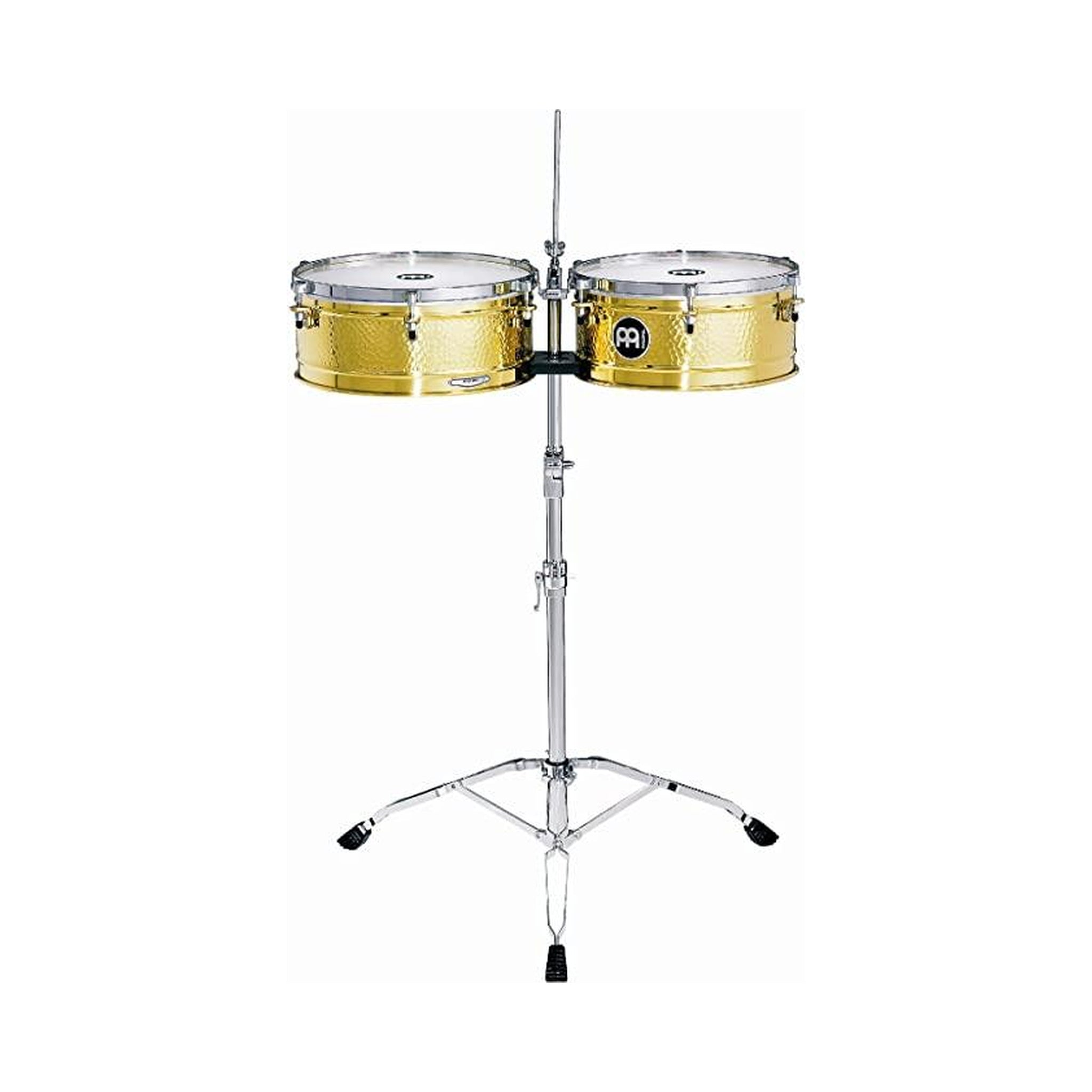 Timbaletas Meinl Luis Conte LC1BRASS de 14 y 15 pulgadas con soporte — vista 1
