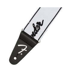 Correa Fender WeighLess Running Logo 0990642075 blanca y negra de dos pulgadas — vista 2
