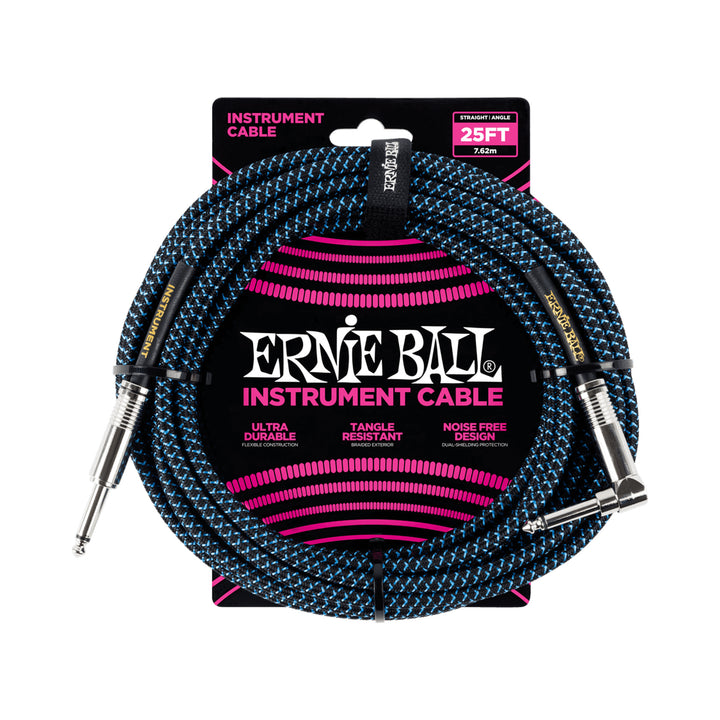 Cable de instrumento Ernie Ball P06060 de 25 pies negro y azul