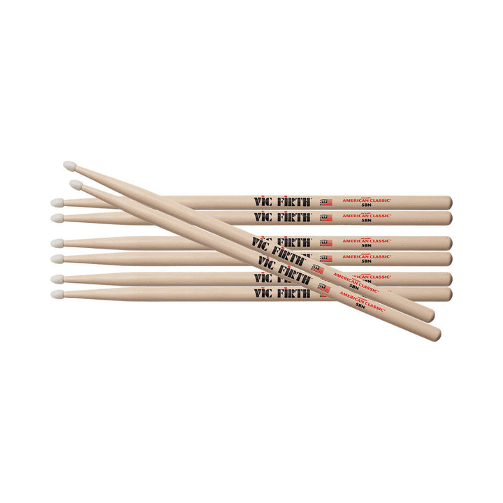 Paquete de baquetas Vic Firth P5BN.3-5BN.1 5BN con punta de nylon
