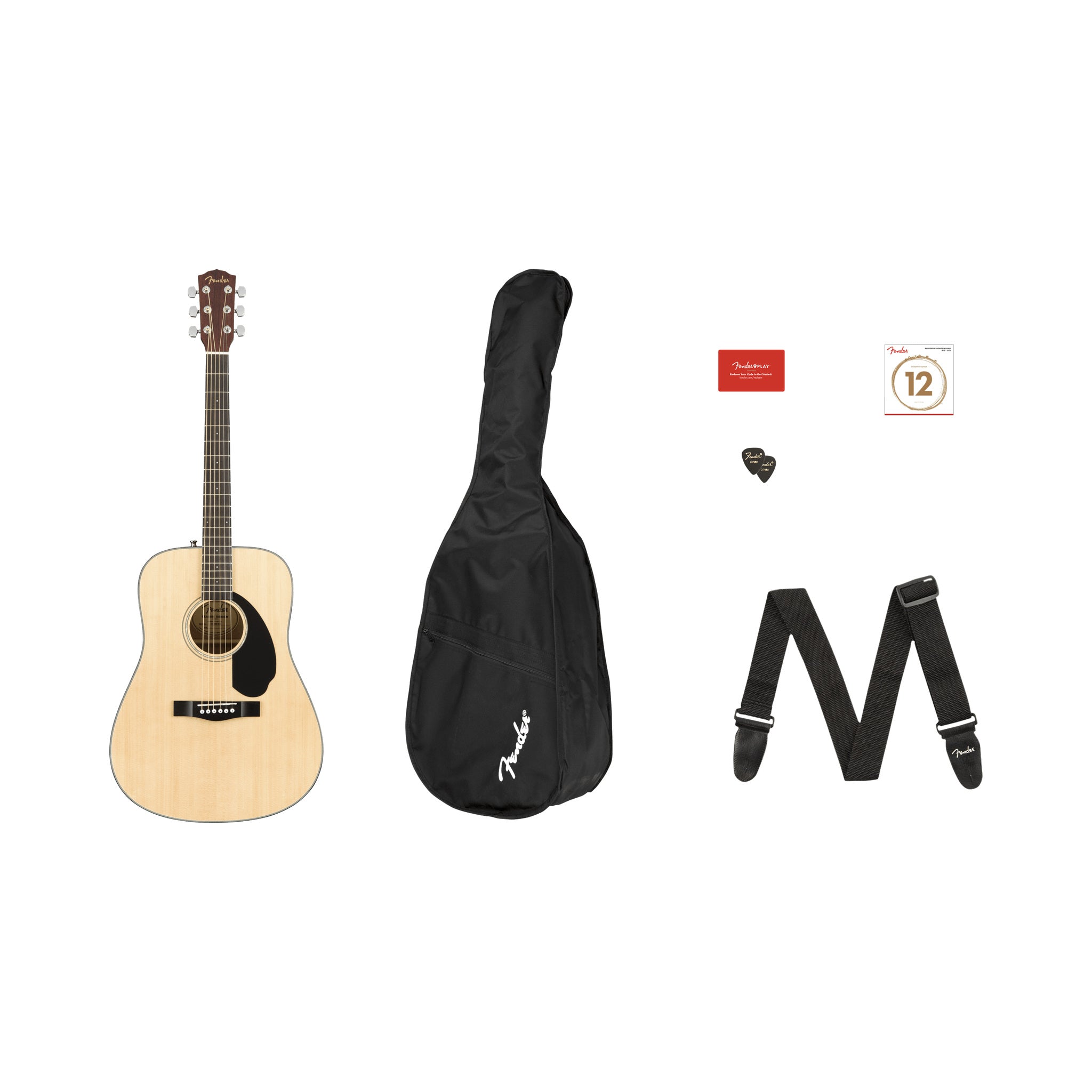 Guitarra acústica Fender CD-60S Dreadnought Pack 0970110421 Natural con accesorios — vista 1
