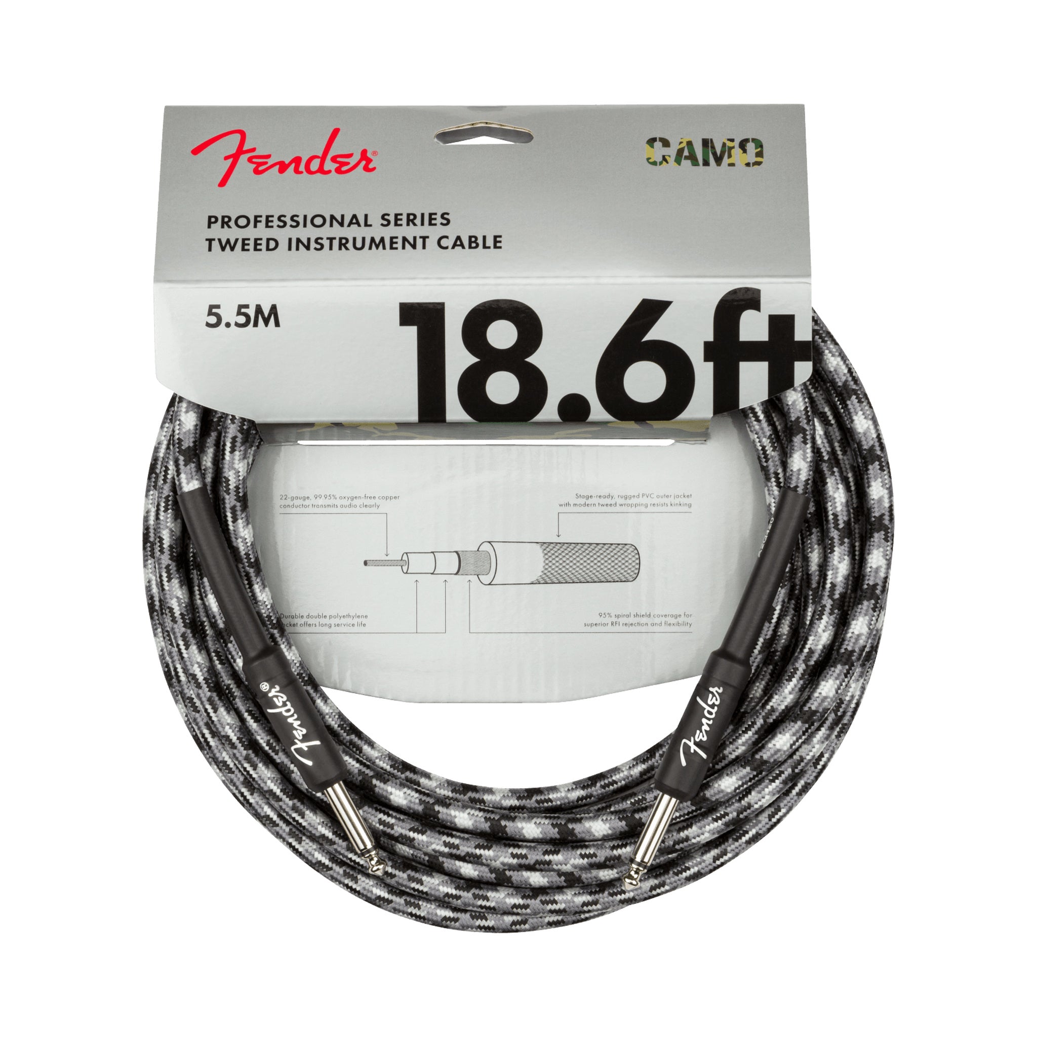 Cable de instrumento Fender Professional 0990818124 Winter Camo de 18,6 pies — vista 2