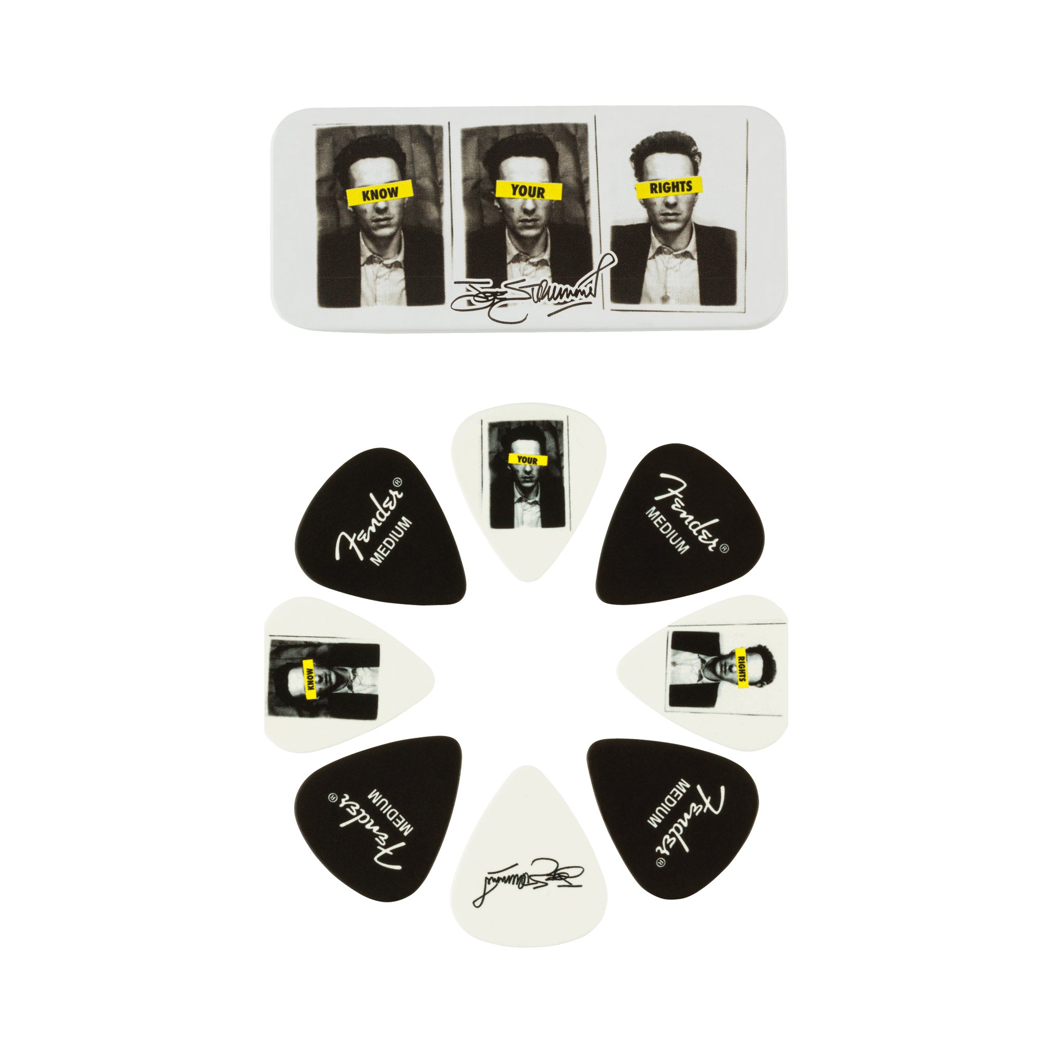Púas Fender Joe Strummer Know Your Rights 1980351006 medianas paquete de ocho con lata — vista 2