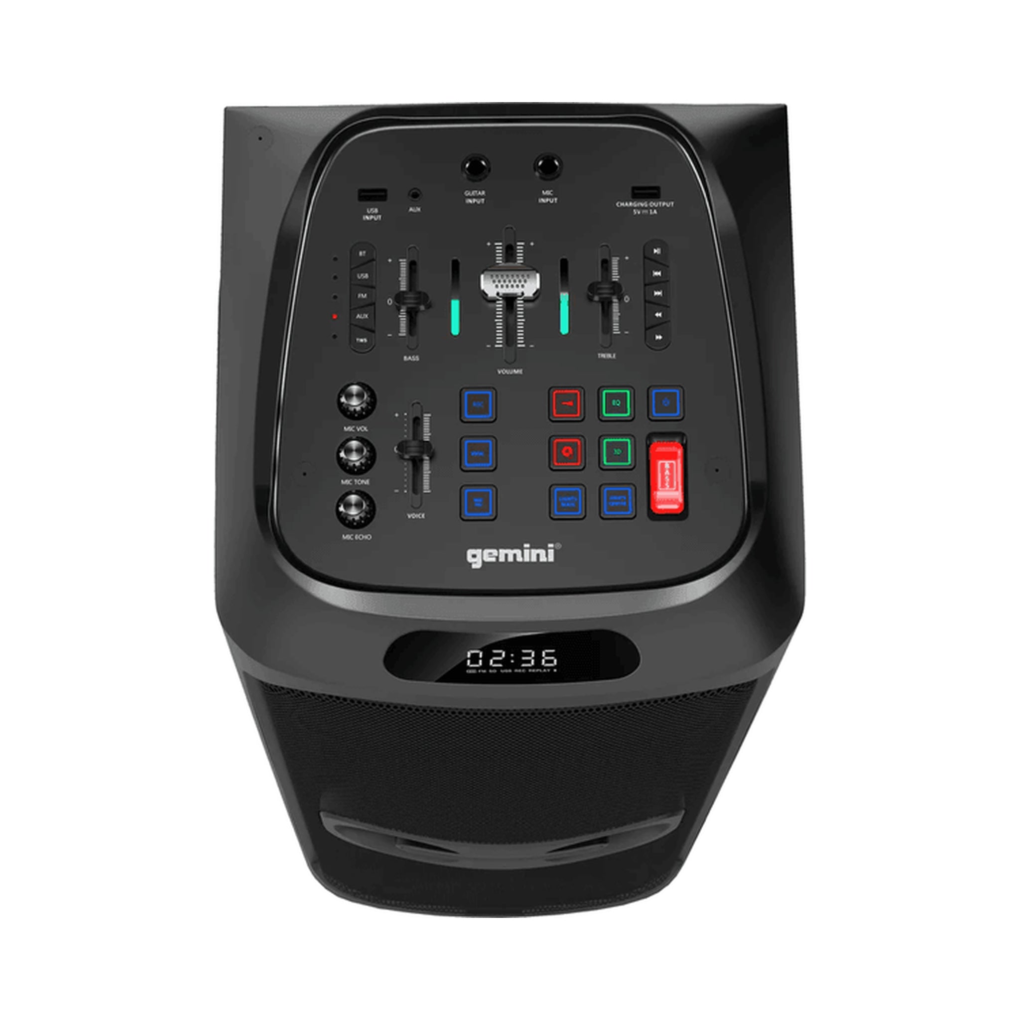 Parlante Bluetooth Gemini GHK-2800 con iluminación RGB y doble woofer — vista 2