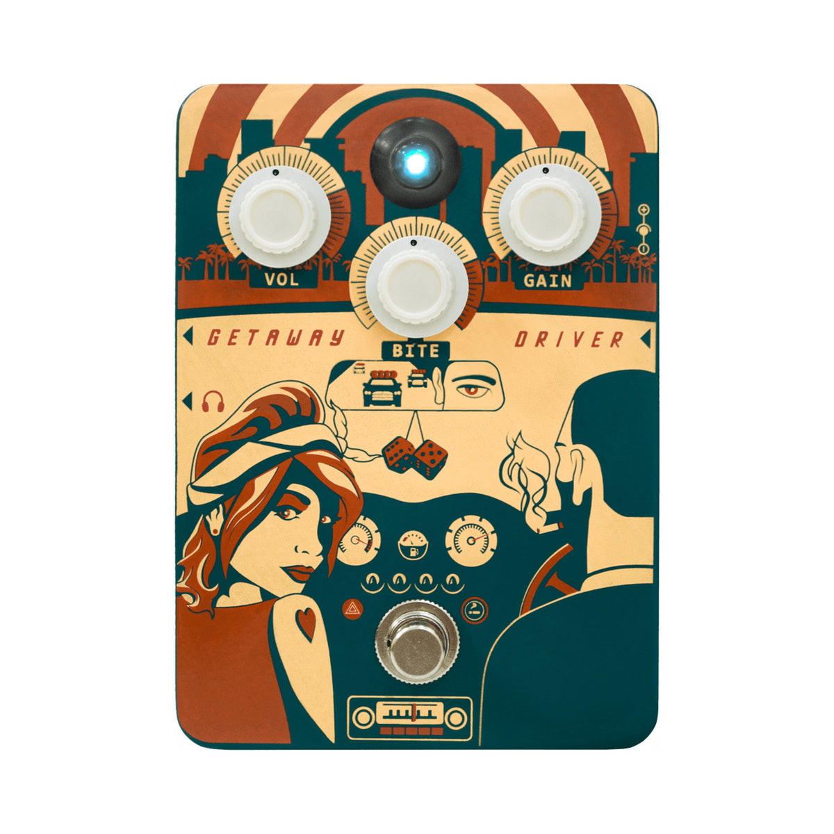 Pedal de overdrive Orange D-PD-GETAWAY-DRIVER con simulación de cabina — vista 1