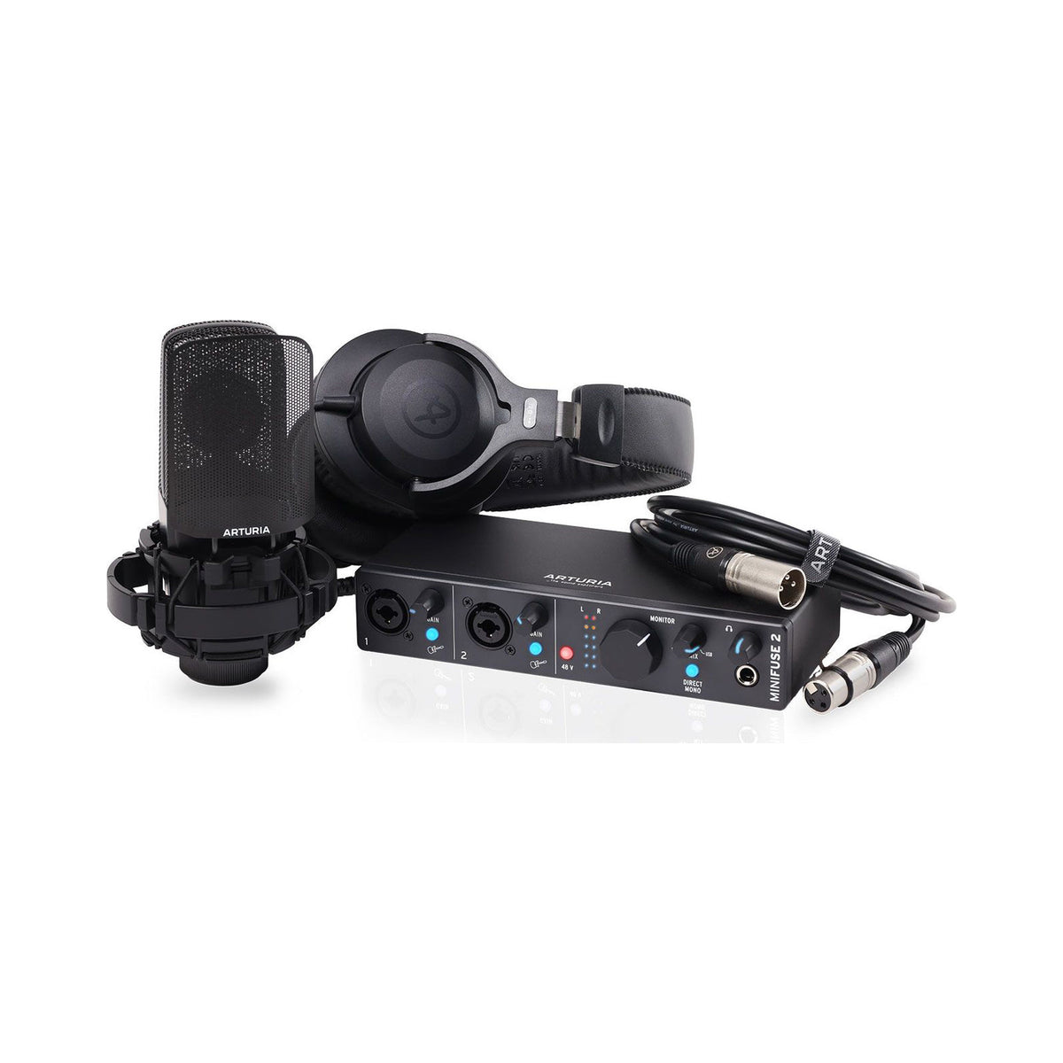 Kit de grabación Arturia MiniFuse Recording Pack 800202 negro con micrófono y audífonos — vista 1