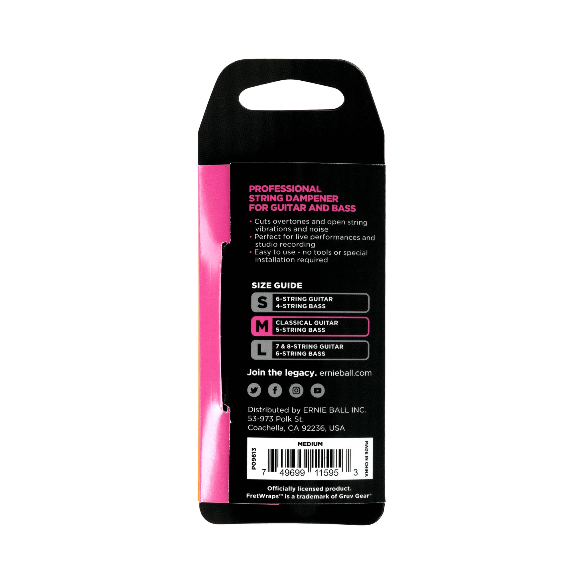 Sordina de cuerdas Ernie Ball Gruv Gear FretWrap P09613 talla mediana — vista 2