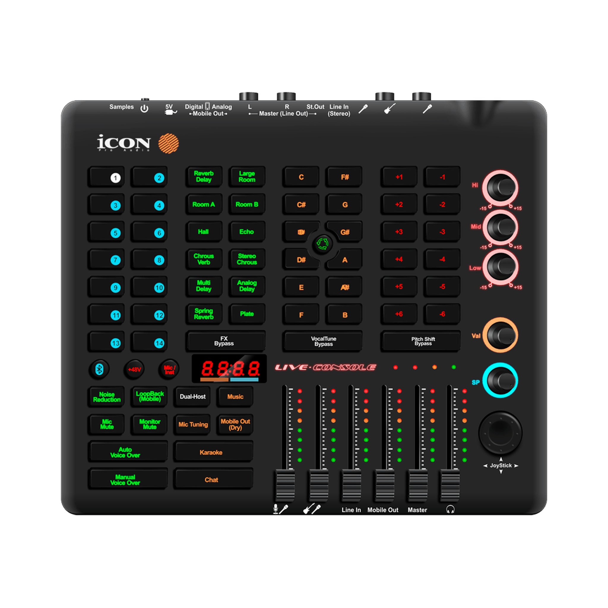Consola de audio iCON Pro Audio Live con efectos y seis faders — vista 1