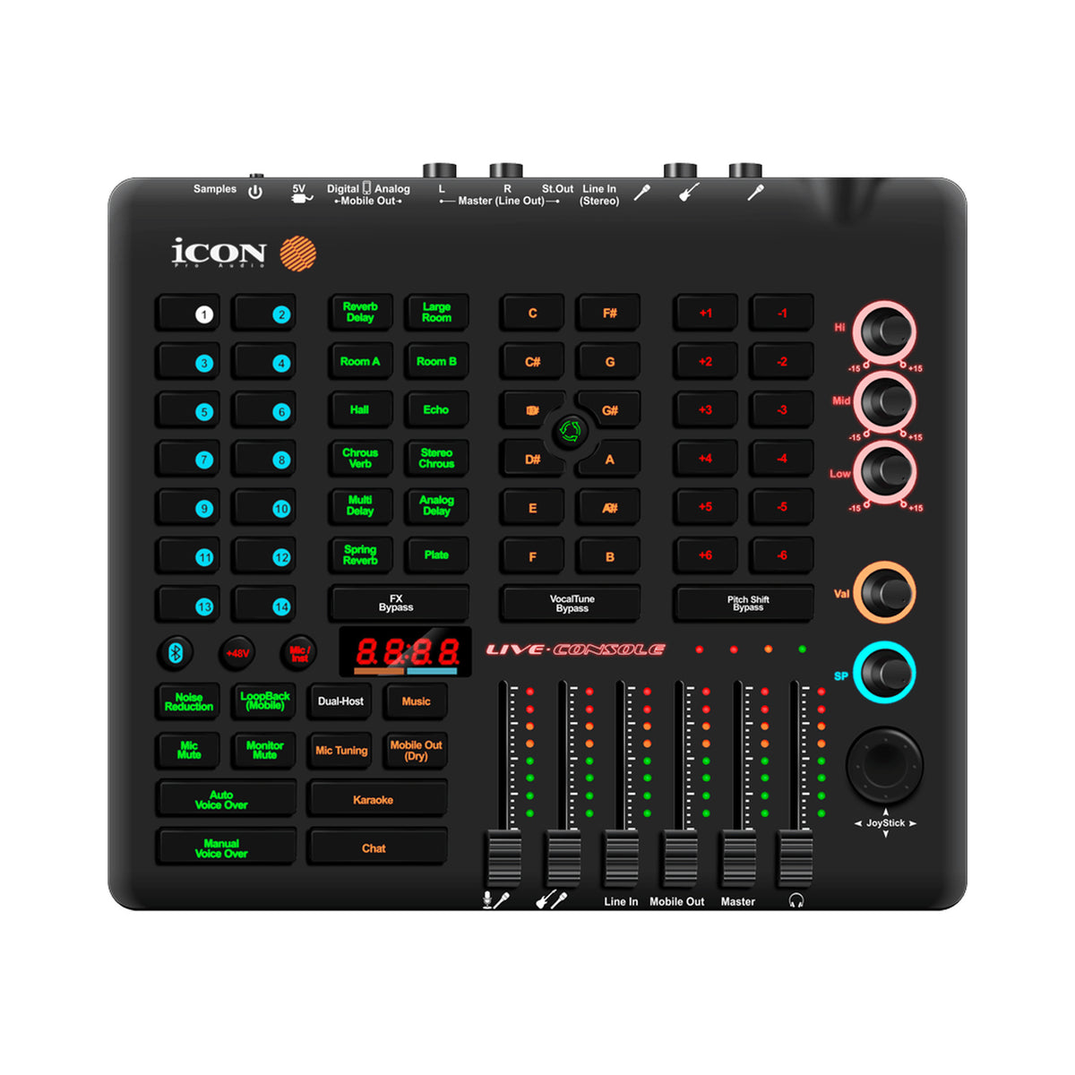 Consola de audio iCON Pro Audio Live con efectos y seis faders — vista 1