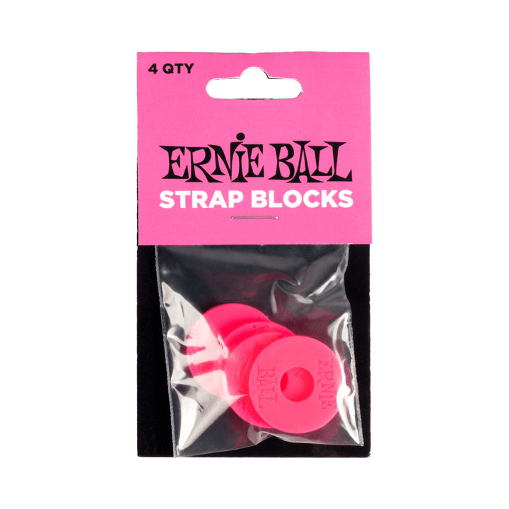 Seguros de correa Ernie Ball P05623 rosados paquete de cuatro